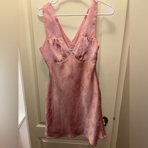 Silk floral pink mini dress